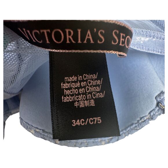 Victoria's Secret Blue Lace Semi Sheer Grommet Bustier Corset Top Size 34C - Picture 5 of 7